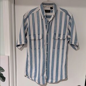 Eddie Bauer Blue and White Striped Shirt Petite Small Runs Larger